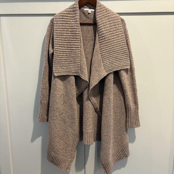 Cabi Sweater Womens Small Beige Open Front Cardigan Shawl Collar Pockets Draped - Picture 1 of 12